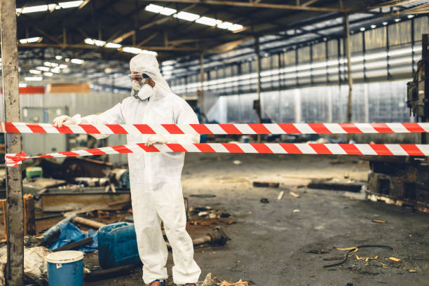 Professional Sewage Cleanup technician working in Hallandale, FL